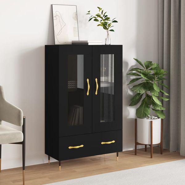 vidaXL Vysoká skrinka čierna 69,5x31x115 cm kompozitné drevo