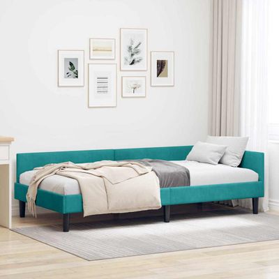 vidaXL Rohový rám postele Tyrkysová 80 cm x 200 cm Zamat