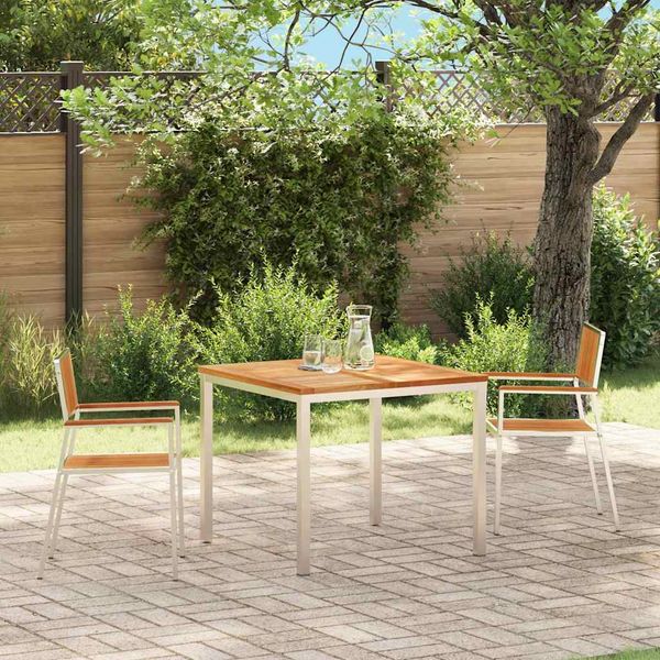 vidaXL Záhradná stolička 2 pcs Masívne teakové drevo a nerezová oceľ