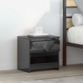 vidaXL Nočný stolík lesklý sivý 40x30x39 cm drevotrieska
