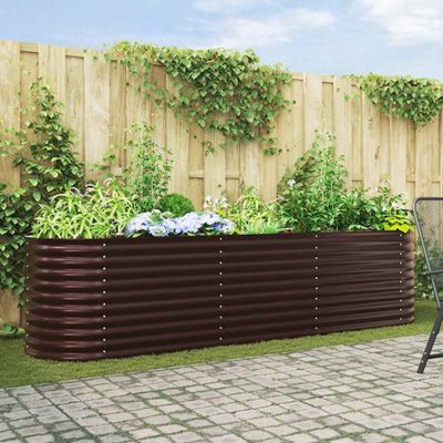 vidaXL Zvýšený záhon Hnedá 320 x 80 x 81 cm Oceľ