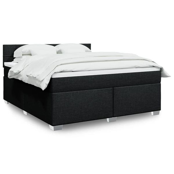 vidaXL Posteľný rám boxspring s matracom čierny 180x200 cm látka