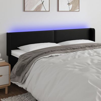 vidaXL Čelo postele s LED čierne 163x16x78/88 cm umelá koža