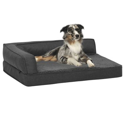 vidaXL Ergonomický matrac pre psa 75x53 cm ľanový vzhľad flís tmavošedý
