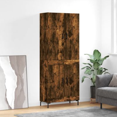 vidaXL Vysoká skrinka dymový dub 69,5x34x180 cm spracované drevo