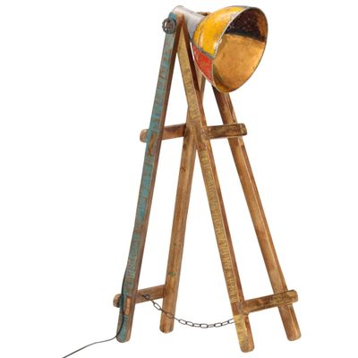 vidaXL Stojacia lampa viacfarebná E27 masívne mangové drevo