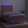 vidaXL Posteľný rám boxsping s matracom a LED ružový 80x200 cm zamat