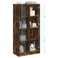 vidaXL Vysoká skrinka s dvierkami dymový dub 68x37x142cm kompoz. drevo