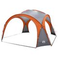 vidaXL Bočný stan Šedá a oranžová 410 x 410 x 250 cm Polyester a oceľ