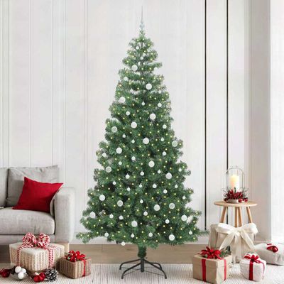 vidaXL Vianočný stromček s 300 LED-i so stojanom Zelená 240 cm PVC