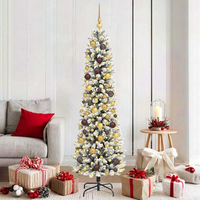 vidaXL Umelý vianočný stromček Biela 180 cm PVC, kov a plast
