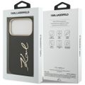 Karl Lagerfeld puzdro PU koža s logom Karl script a kovovými tlačidlami fotoaparátu pre iPhone 17 Pro čierna