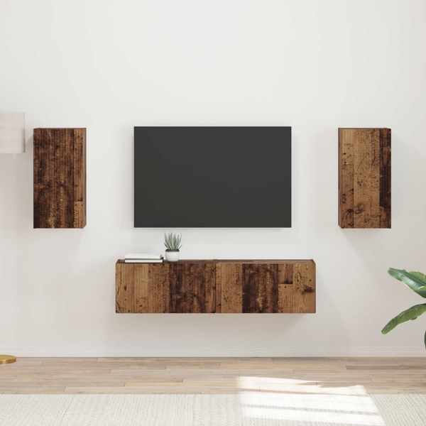 vidaXL Zostava TV skriniek 4 pcs Staré drevo Kompozitné drevo