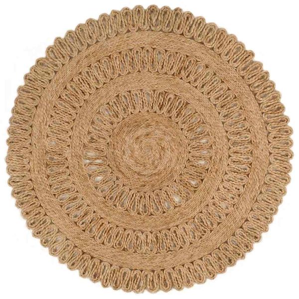 vidaXL Ručne pletený okrúhly koberček z juty, 90 cm
