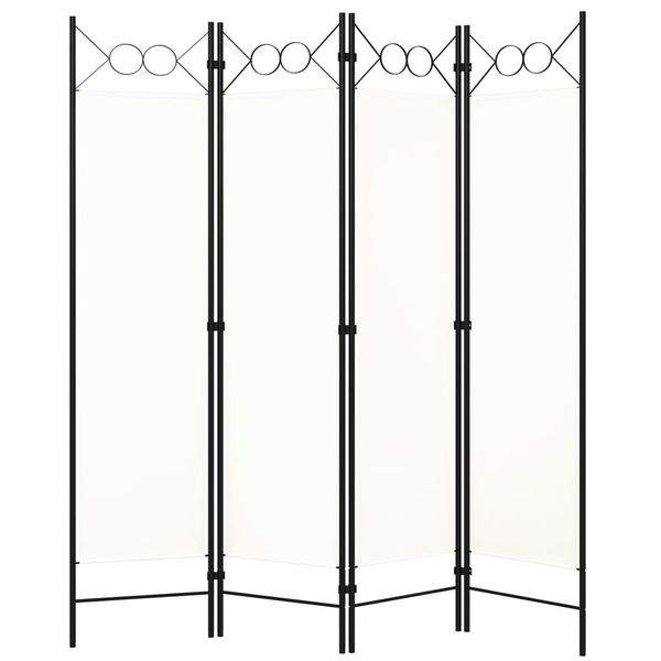vidaXL Paraván so 4 panelmi, biely 160x180 cm