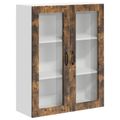 vidaXL Nástenný sklenený kabinet LUCCA Dymový dub 80 x 31 x 100 cm