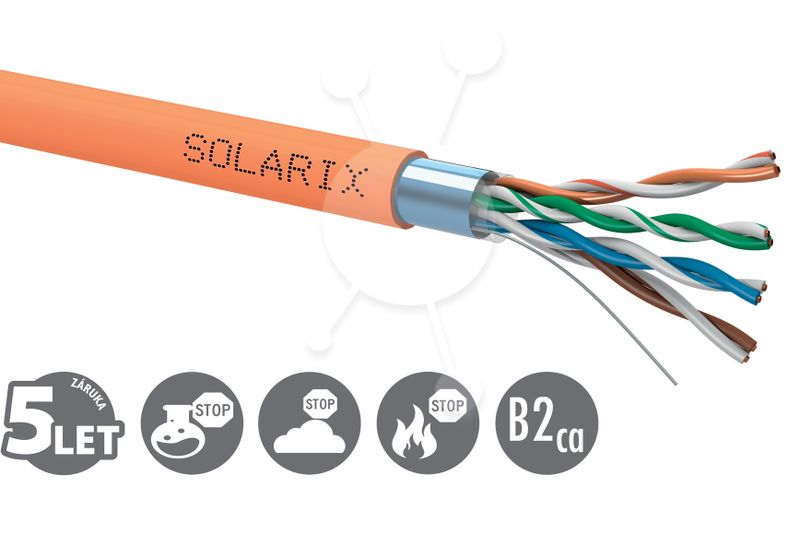 Inštalačný kábel Solarix CAT5E FTP LSOHFR B2ca-s1,d1,a1 500m/cievka SXKD-5E-FTP-LSOHFR-B2ca