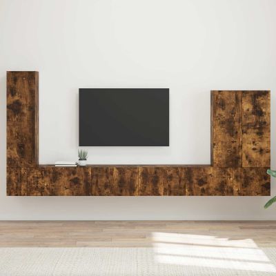 vidaXL Sada nástenného kabinetu na TV Nástenný 6 pcs Dymová dub
