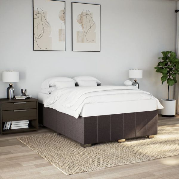 vidaXL Posteľ bez matraca tmavohnedá 140x190 cm látka