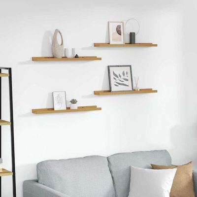 vidaXL Stenná polica 4 pcs Béžová 60 x 9 x 3 cm Kompozitné drevo
