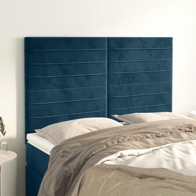 vidaXL Čelo postele tmavomodré 144x5x118/128 cm zamatové