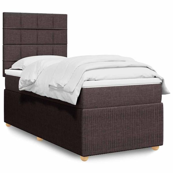 vidaXL Boxspring posteľ s matracom tmavohnedá 90x190 cm látka