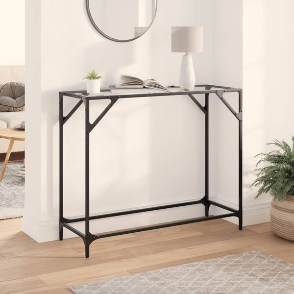 vidaXL Konzolový stolík priehľadná sklenená doska 98x35x81 cm oceľ