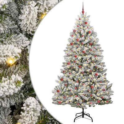 vidaXL Umelý vianočný stromček Zelená a biela 270 cm PVC a kov