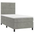 vidaXL Posteľný rám boxsping s matracom bledosivý 100x200 cm zamat
