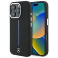 Mercedes puzdro pre iPhone 16 Pro 6,3" MEHMP16L23SUMBK Hardcase Silicone Blue Stripe MagSafe čierne
