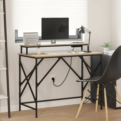 vidaXL Stôl s poličkou Sonoma dub 100 x 50 x 86,5 cm Kompozitné drevo