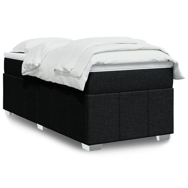 vidaXL Posteľný rám boxspring s matracom čierny 90x200 cm látka