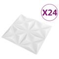 vidaXL Nástenné panely 24 ks 50 x 50 cm Origami Biele XPS Pena