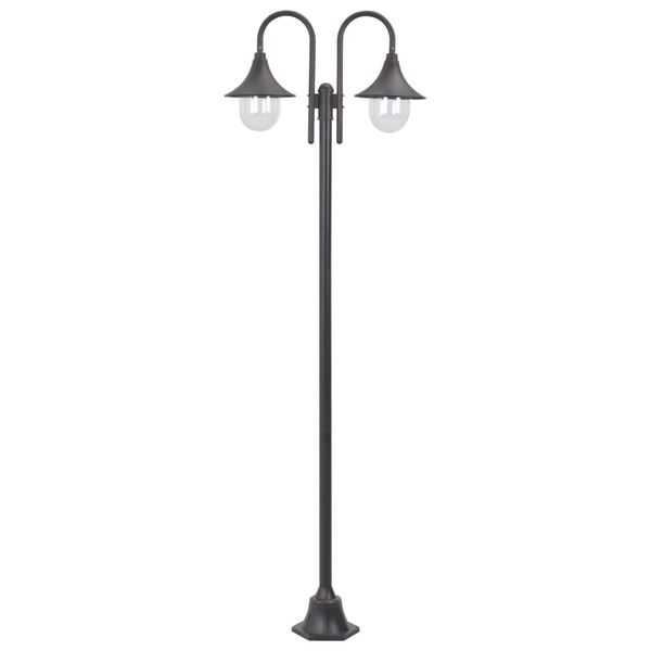 vidaXL Záhradná stĺpová lampa E27 220 cm hliníková 2-lampáše bronzová