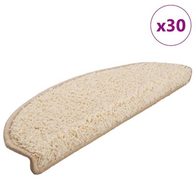 vidaXL Schodové rohože 30 ks 65x21x4 cm krémové, polkruhové, veľké