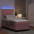 vidaXL LED box s pružinami s čelnou doskou Ružová 90 x 200 cm Zamat
