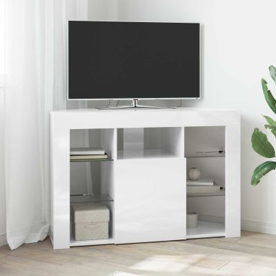 vidaXL Rohový LED TV kabinet 100x40x68cm Vysoko lesklá biela