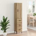 vidaXL Highboard Remeselný dub 34,5 x 34 x 180 cm Kompozitné drevo