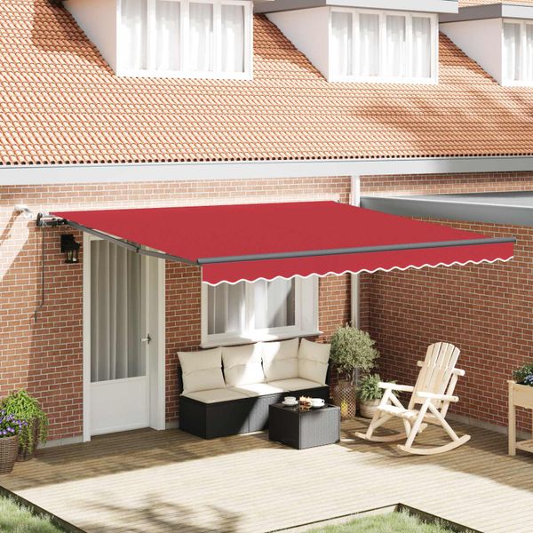 vidaXL Sklopná markíza Červená 400 × 350 cm Polyester
