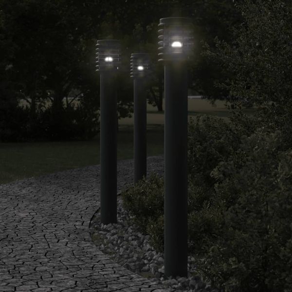 vidaXL Vonkajšia stojaca lampa čierna 110 cm nehrdzavejúca oceľ