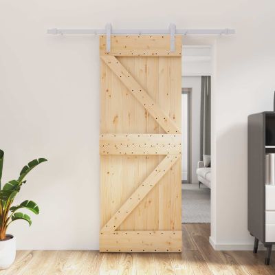 vidaXL Posuvné dvere Prírodná a biela 80 x 210 cm Borovicový masív
