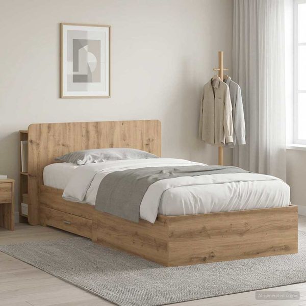 vidaXL Rám postele so skladom Dub artisan 90 x 190 cm Kompozitné drevo