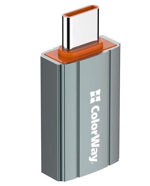 Colorway Adaptér USB-A na USB-C/ 3A Adaptér, USB na USB-C, 3A, šedo-oranžový