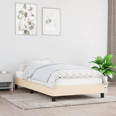 vidaXL Rám postele bez matraca krémová 90x200 cm Látka