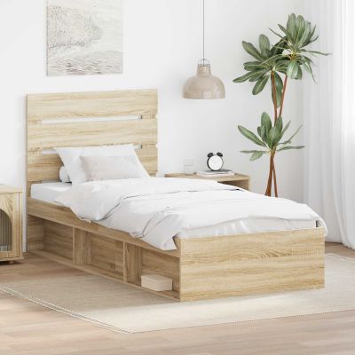 vidaXL Rám postele Sonoma dub 90 x 200 cm Masívne borovicové drevo