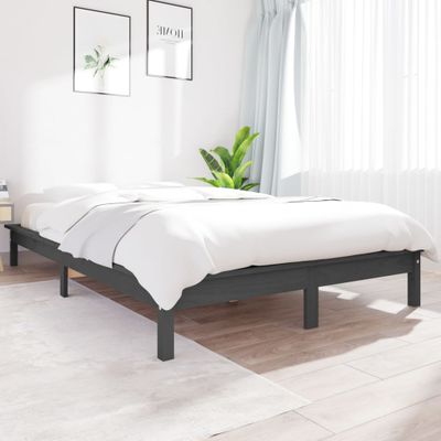 vidaXL Posteľný rám sivý 180x200 cm borovicový masív Super King
