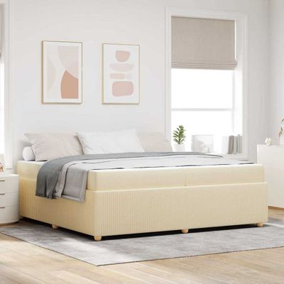 vidaXL Rám postele Krémová 200 x 200 cm látka