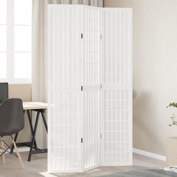 vidaXL Paraván 3 panely biely masívne drevo paulovnie
