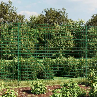 vidaXL Drôtený plot s pätkami zelený 2,2x10 m
