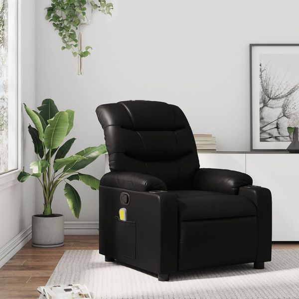 vidaXL Masážne kreslo s polohovacím mechanizmom, čierne, umelá koža